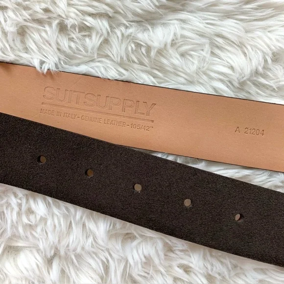 NEW Suitsupply Brown Suede Leather Belt 42 NWOT